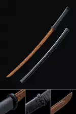 Handmade Wooden Blade Bokken Practice Katana Samurai Sword With Black Leather Scabbard