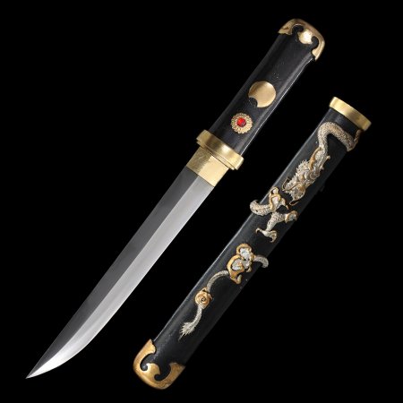 Handmade Japanese Tanto Sword With Black Saya