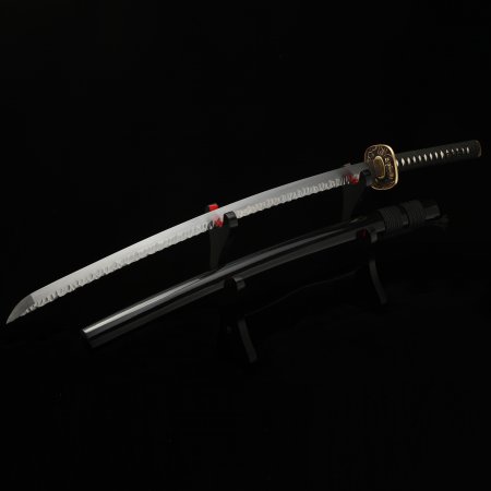 Handmade Real Japanese Samurai Sword With Black Scabbard