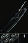 Handgemachtes Federstahl Schwarz Klinge Echtes Japanisches Katana Samurai Schwert Mit Schwarzer Lederscheide