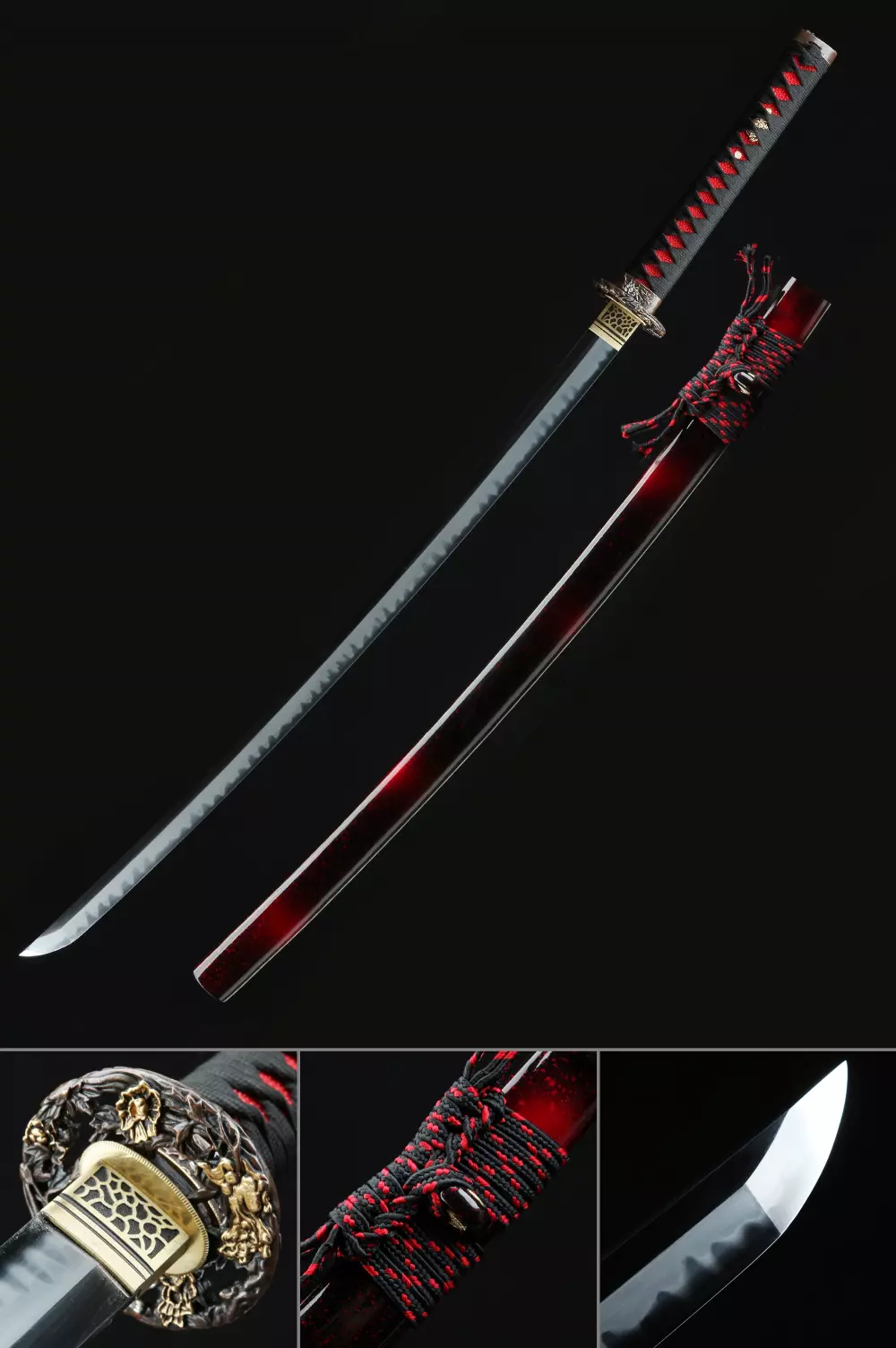 Japanese Katana Samurai Sword T10 Carbon Steel Clay Tempered Battle Sharp Blade 