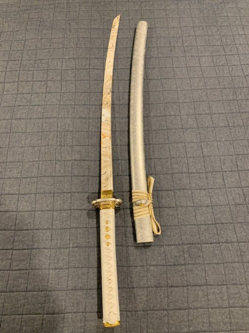 Handmade Japanese Samurai Sword With White Blade And Scabbard
