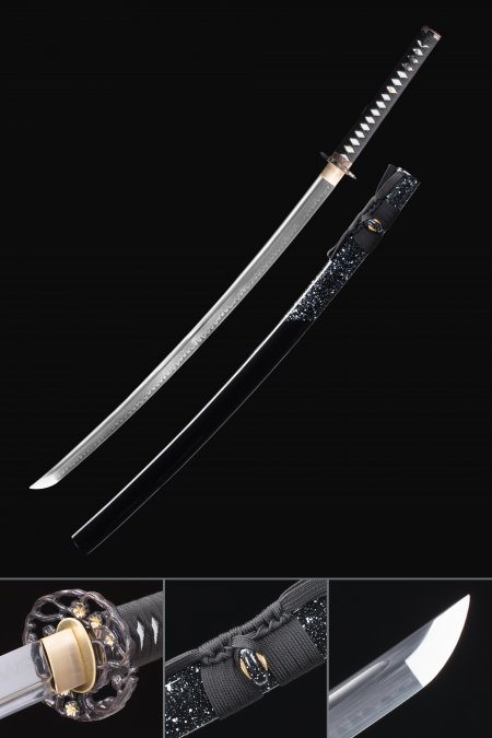 Handmade Japanese Katana Sword T10 Folded Clay Tempered Steel Real Hamon