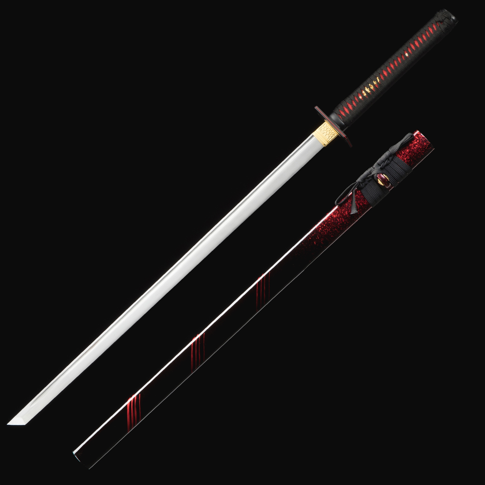 Straight Katana | Manganese Steel Straight Ninjato with Red-Black