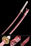 Red Blade Katana Sword, Handmade Japanese Katana Swords For Woman With Red Scabbard