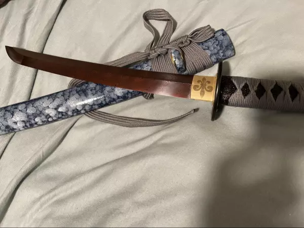 Handmade Japanese Tanto Sword Damascus Steel With Red Blade