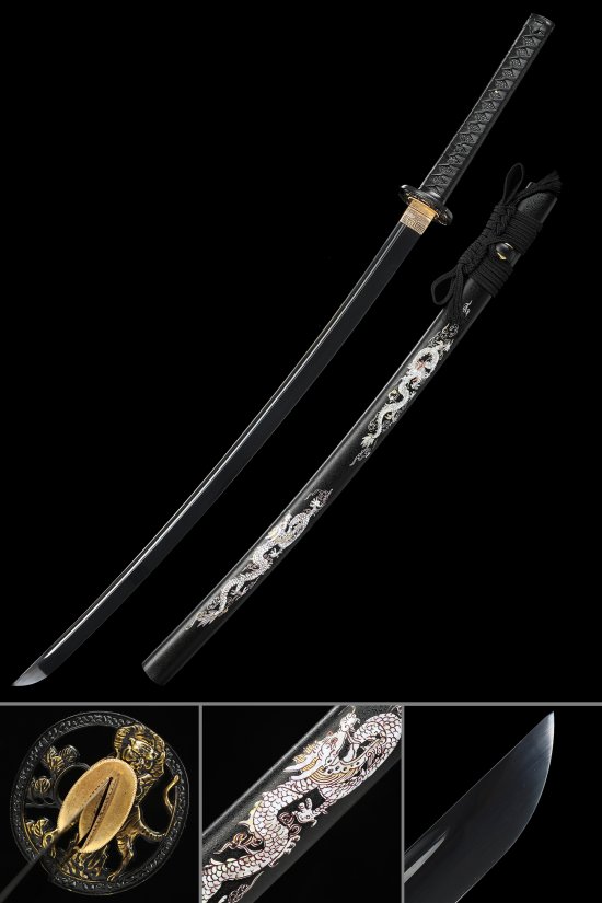 Lion Tsuba 1095 Carbon Steel Katana, Real Hamon, Full Tang & Handcrafted