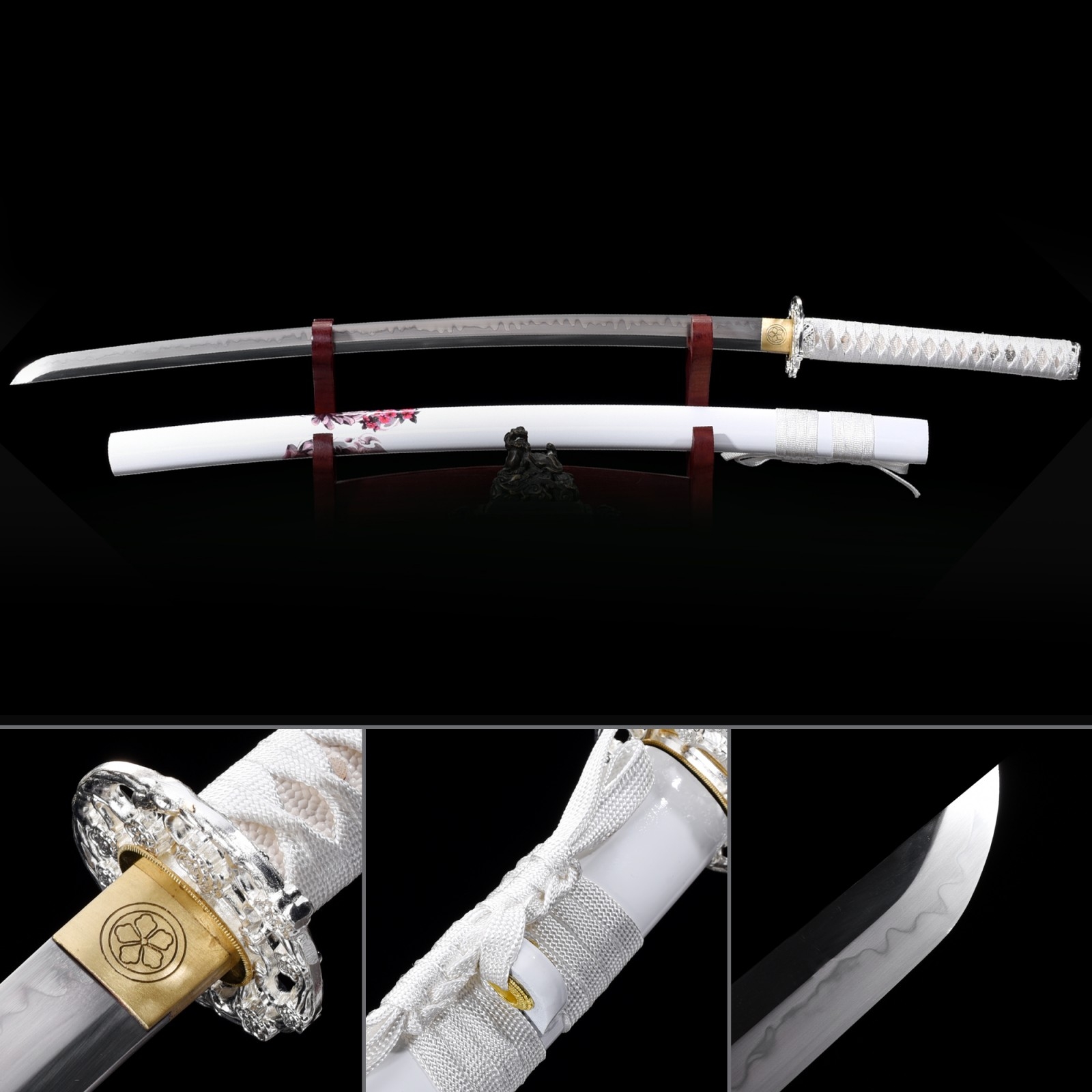 Hand Clay Tempered Blade Real Hamon White Katana Japanese