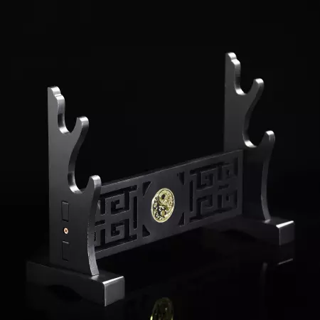 2 Tiers Sword Table Stand Holder Display Two-layer Rack Base Black Lacquered Wood