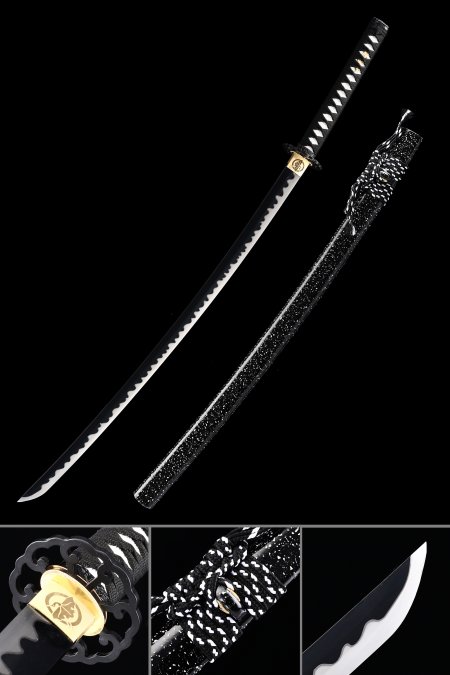 Handmade Japanese Samurai Sword High Manganese Steel With Black Blade