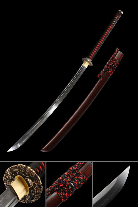Two Handed Katana, Handmade Japanese Naginata Samurai Sword T10 Carbon Steel Real Hamon
