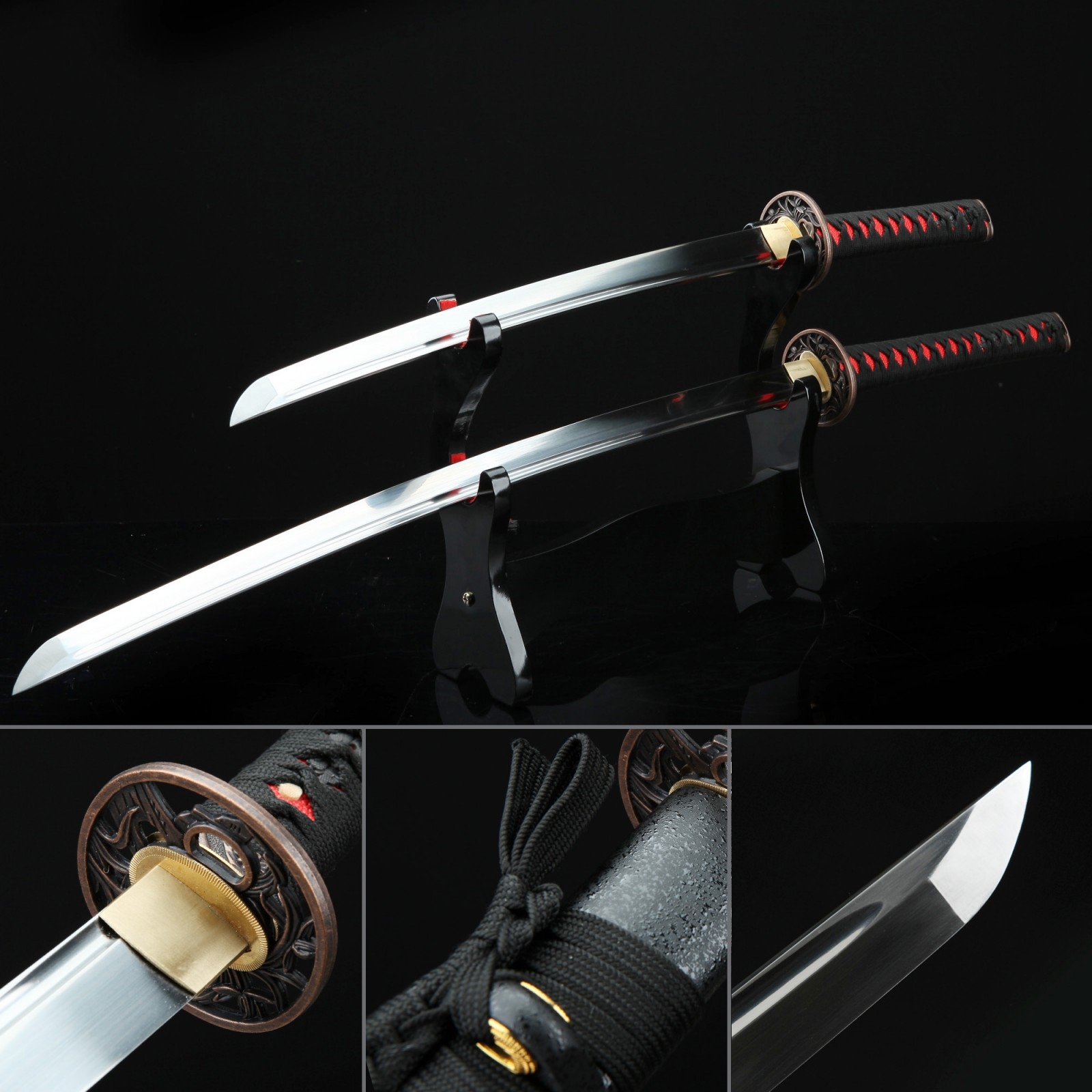 Handmade Carbon Steel Black Japanese Daisho Set Wakizashi And Katana ...