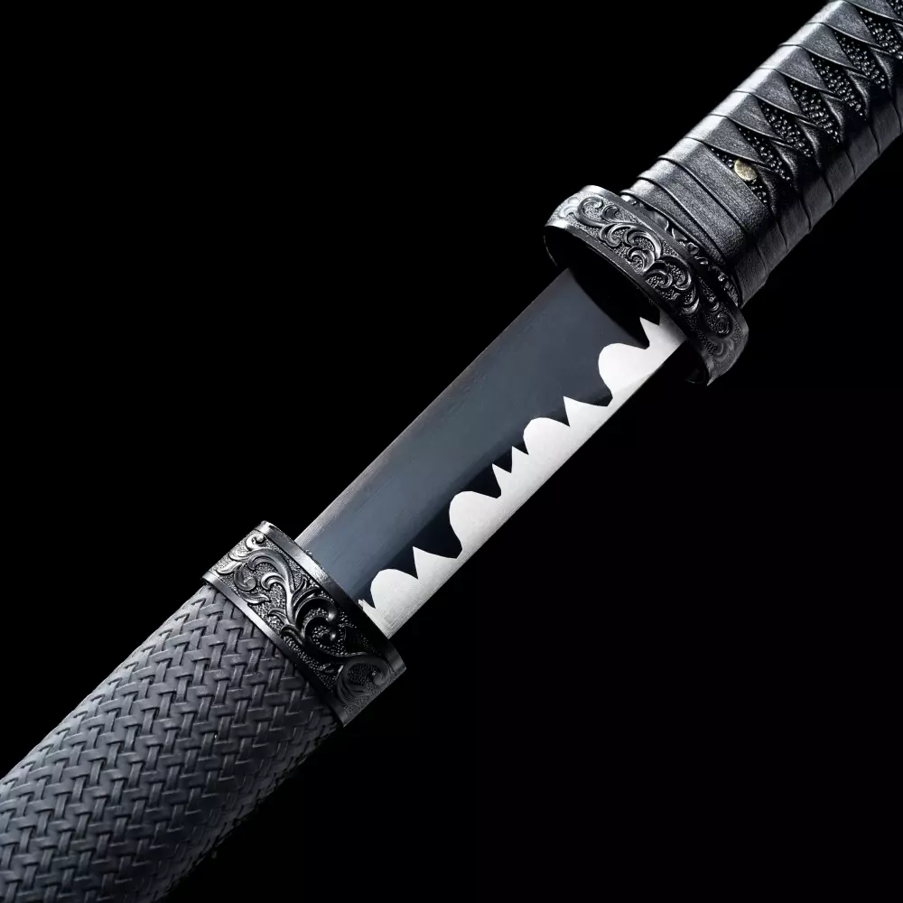 Black Ninja Sword | Black Manganese Steel Ninjato with Serrated