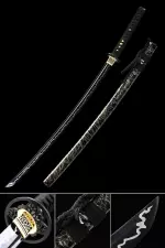 Handmade Japanese Katana Sword High Manganese Steel With Black Blade