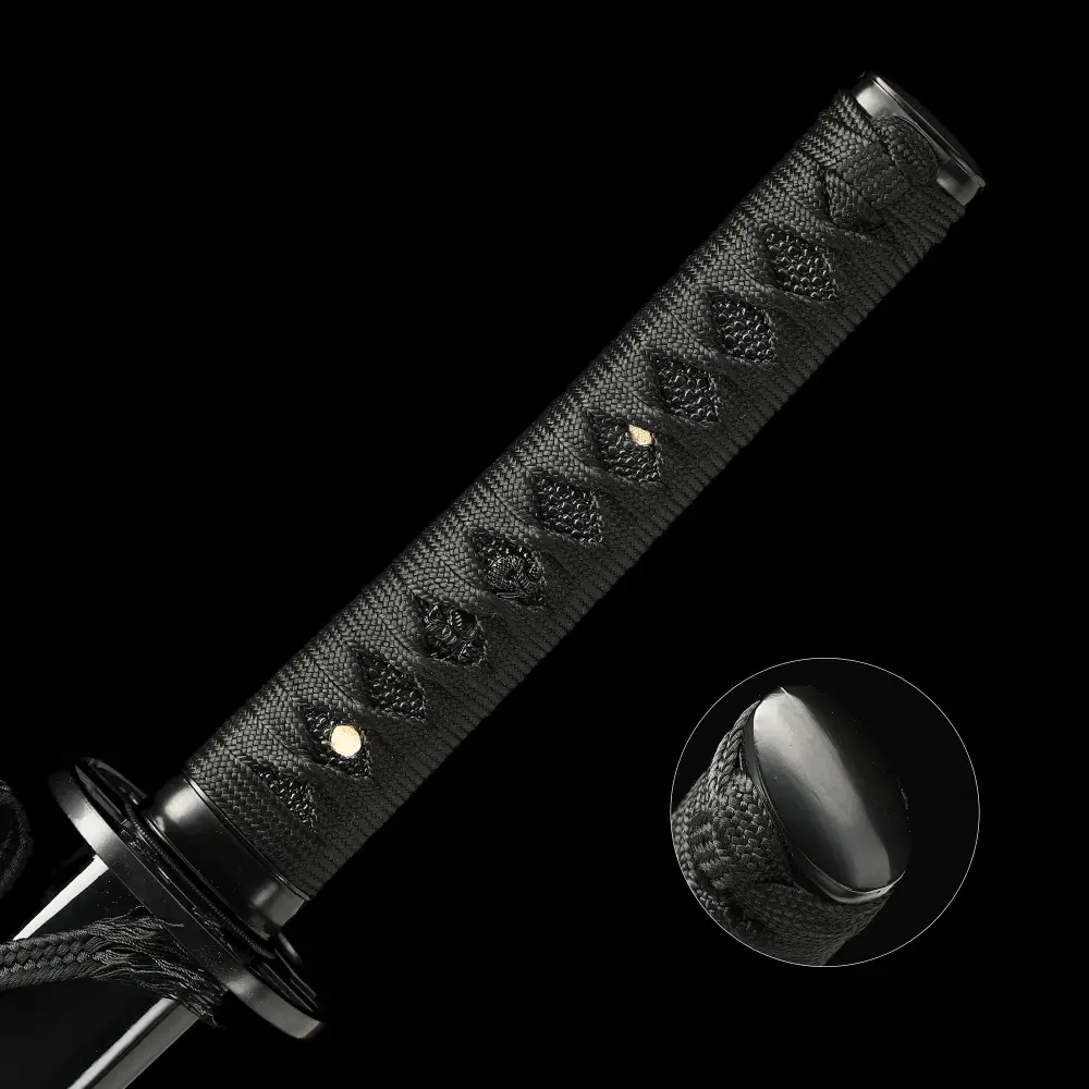 Short Katana | 1095 Carbon Steel Wakizashi with Black Lacquer Saya