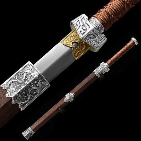 Handmade 1045 Carbon Steel Chinese Han Dynasty Sword With Rosewood Scabbard