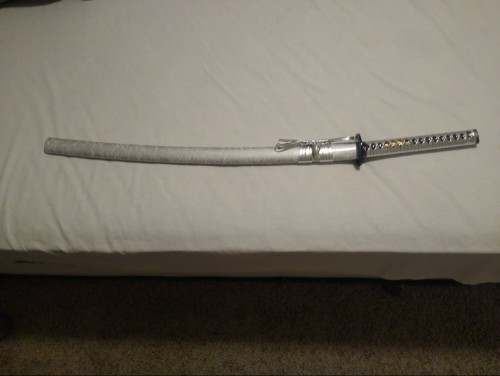 Handmade Japanese Katana Sword High Manganese Steel With Gray Scabbard