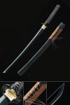 Handmade Japanese Wakizashi Sword 1045 Carbon Steel With Black Blade And Scabbard