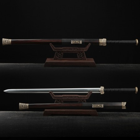 Handmade Black Sandalwood  Damascus Steel Chinese Han Dynasty King Swords
