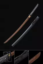 Handmade Wooden Blade Bokken Practice Katana Samurai Sword With Black Scabbard