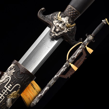 High-performance 1000 Layer Folded Steel Chinese Han Dynasty Sword With Gilt Copper Scabbard