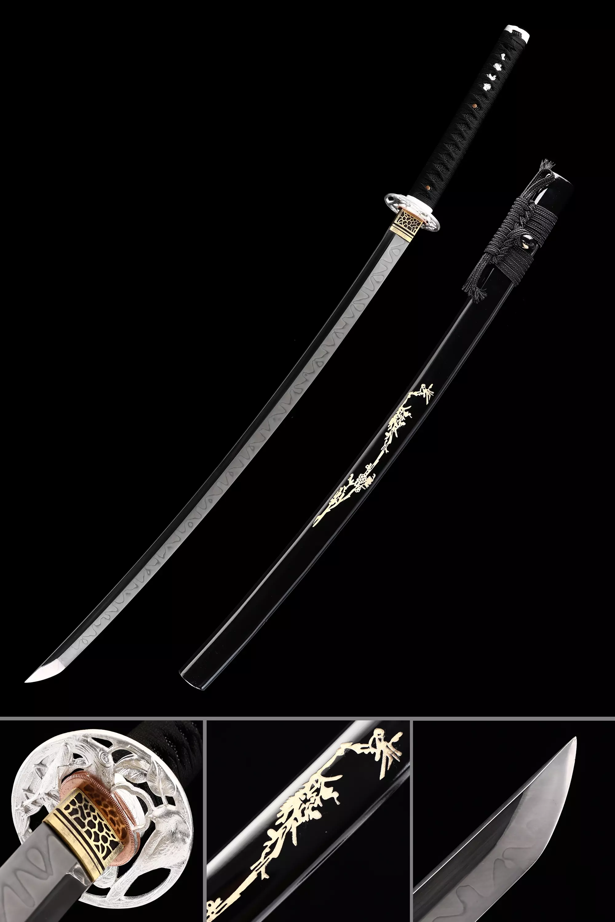 T10 Steel Katana | Handmade Japanese Katana Sword T10 Folded Clay ...