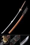 Handmade Japanese Katana Sword T10 Carbon Steel Full Tang With Tiger Tsuba