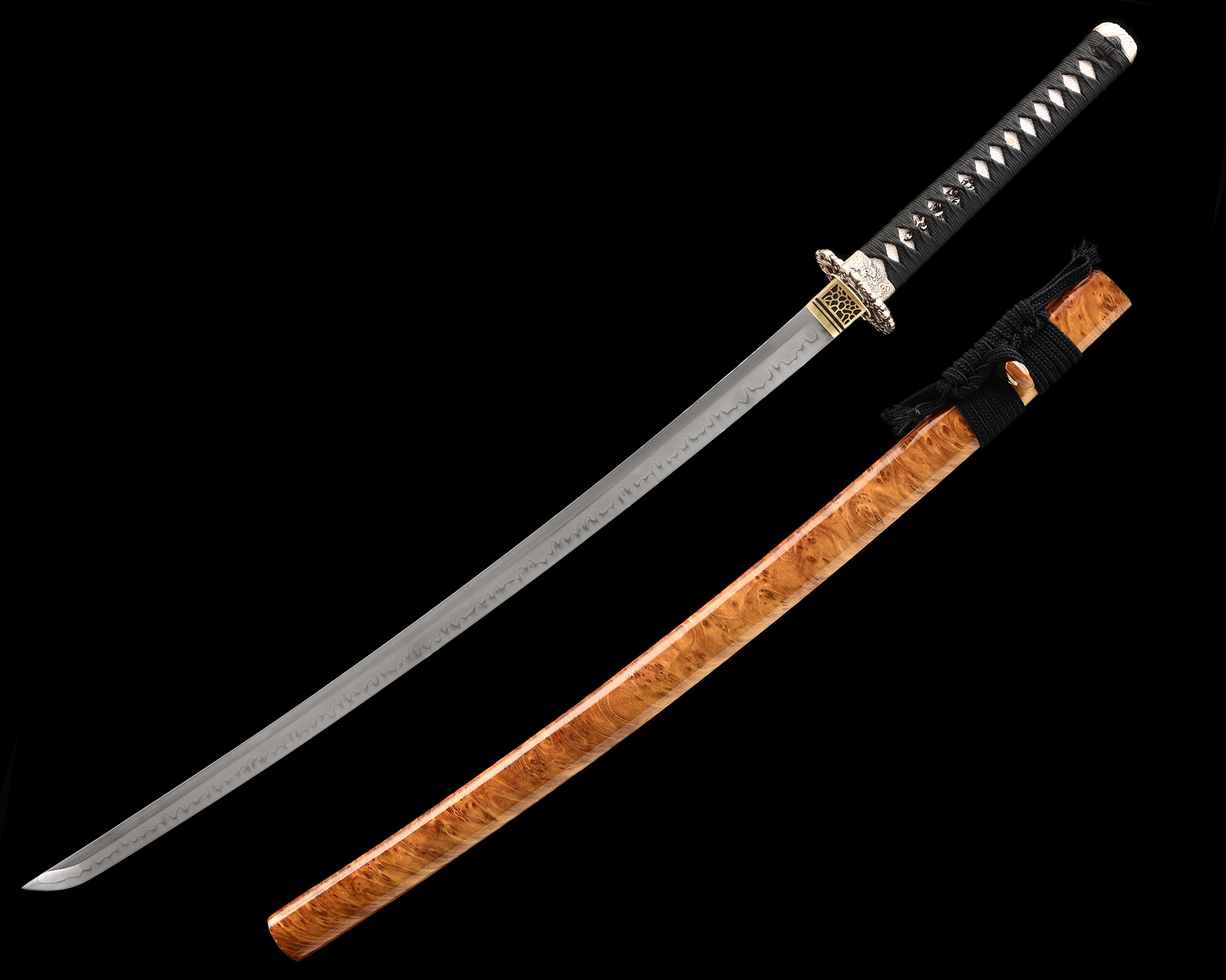 Hamon Katana | T10 Folded Clay Tempered Katana with Real Hamon in