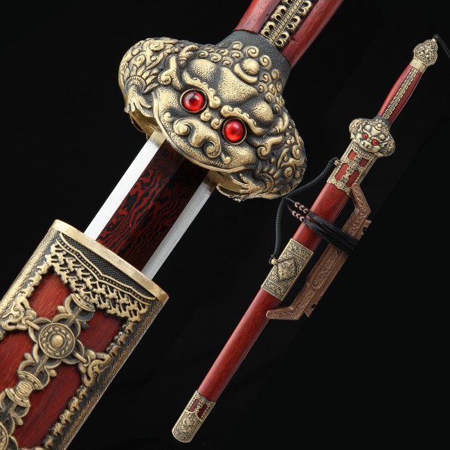 High-performance 1000 Layer Folded Steel Red Blade Chinese Han Dynasty With Rosewood Scabbard