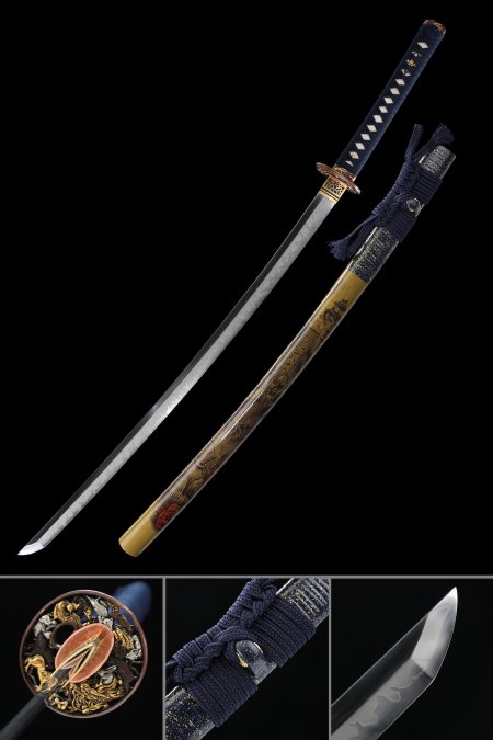 Handmade Japanese Katana Sword T10 Carbon Steel With Brown Saya