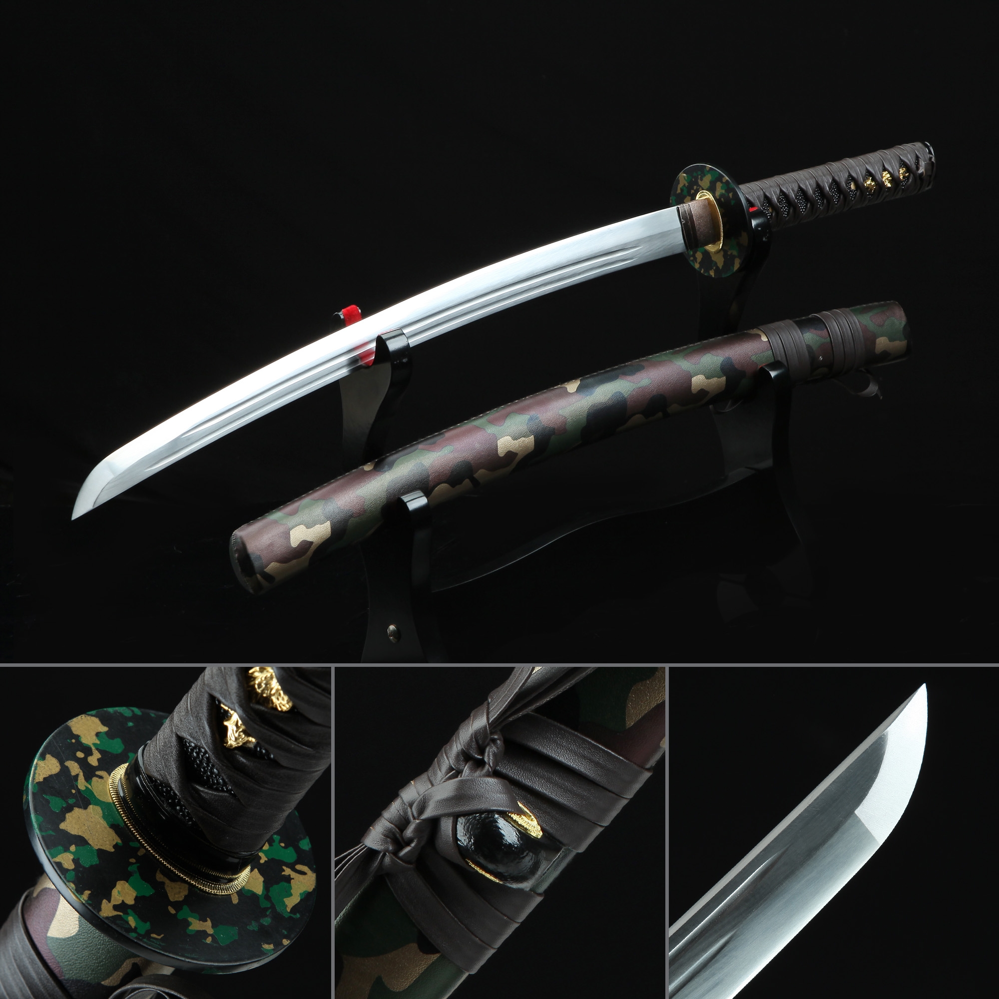 Handmade Spring Steel Real Japanese Wakizashi Sword With Camouflage ...