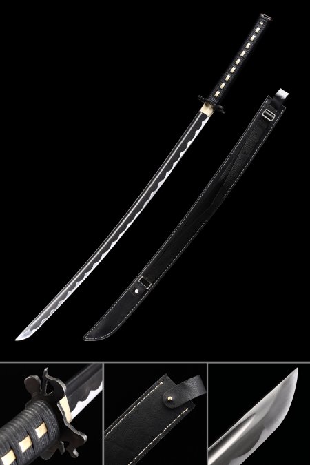 Modern Katana, Full Tang Japanese Katana Sword 1045 Carbon Steel With Leather Scabbard