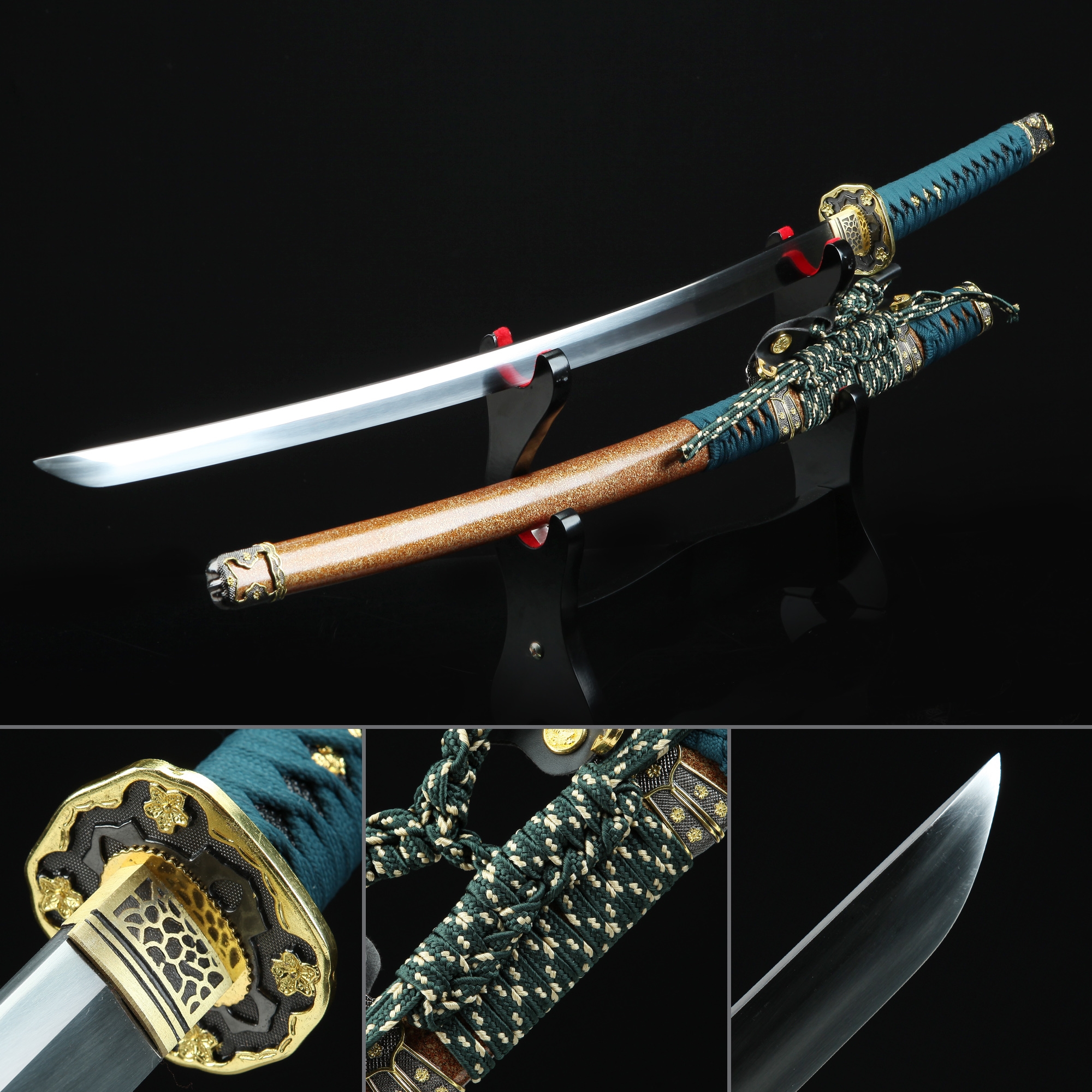 Handmade Spring Steel Flower Tsuba Real Japanese Katana Samurai Sword