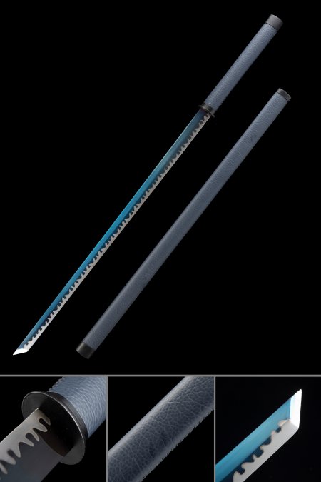 Handmade Blue Theme 1095 Steel Leather Saya Real Japanese Ninjato Ninja Swords