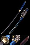 Japanese Tachi Odachi Sword With Damascus Steel With Blue Scabbard