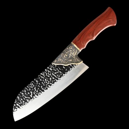 Full Tang Stainless Steel Chef Knife With Mahogany Wood Handle