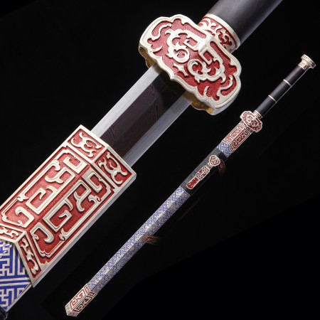 High-performance Pattern Steel Blue Blade Chinese Han Dynasty Sword With Copper Scabbard