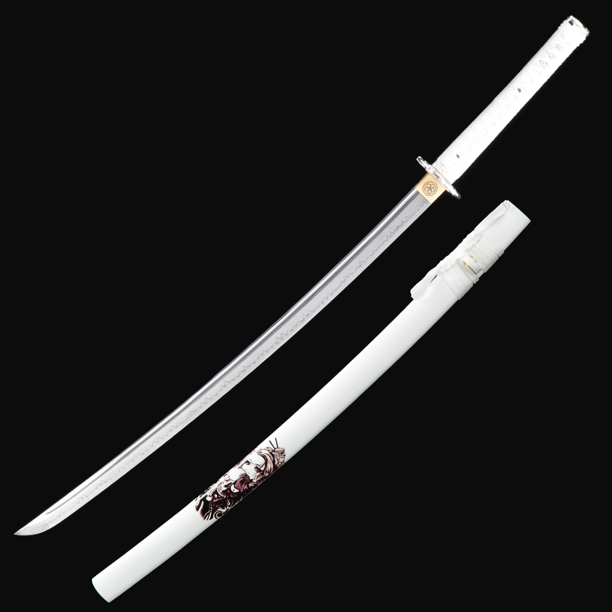 Katana De Espiga Completa  Espada Katana Afilada Hecha A Mano T10 Doblada  Arcilla Acero Templado Real Hamon Con Pavo Real Tsuba - TrueKatana