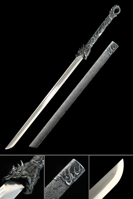 Dragon Themed Fantasy Sword With 1090 Carbon Steel Blade