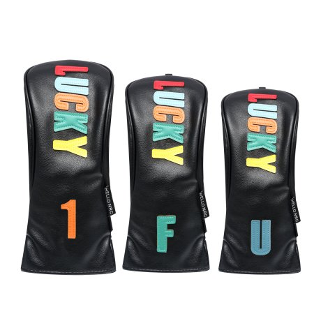 Lucky Golf Wood Headcovers Set - Black
