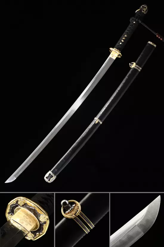 Wwii Japanese Army Officer's Shin Gunto Samurai Sword Type 98 With Black Scabbard