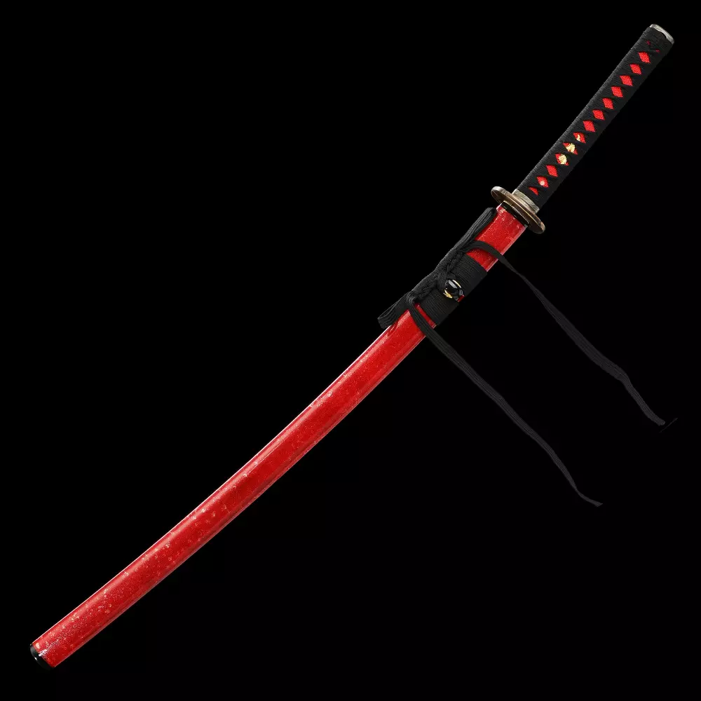 Red Katana | Spring Steel Katana with Red Lacquered Hardwood Saya