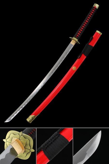 Handmade Japanese Samurai Sword 1060 Carbon Steel With Red Saya