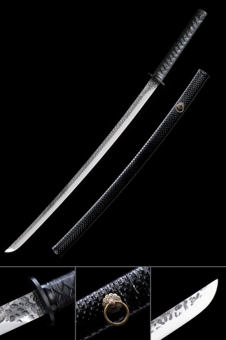 Hand Forged Katana, Japanese Katana Sword High Manganese Steel With Black Scabbard