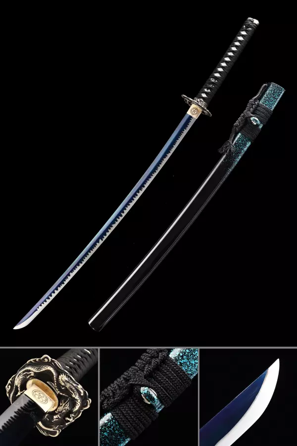 Handmade Japanese Samurai Sword Full Tang With Blue Blade