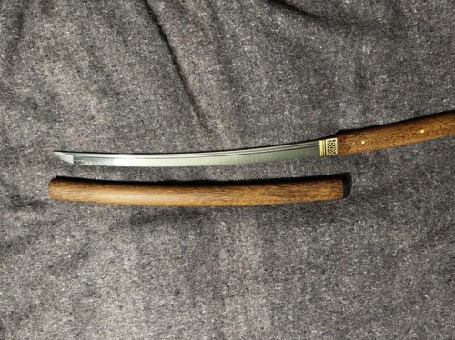 Handmade Shirasaya Wakizashi Sword T10 Carbon Steel Without Tsuba