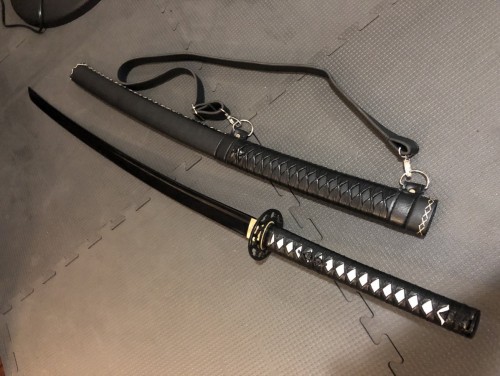 Handmade Japanese Samurai Sword 1095 Carbon Steel With Black Blade