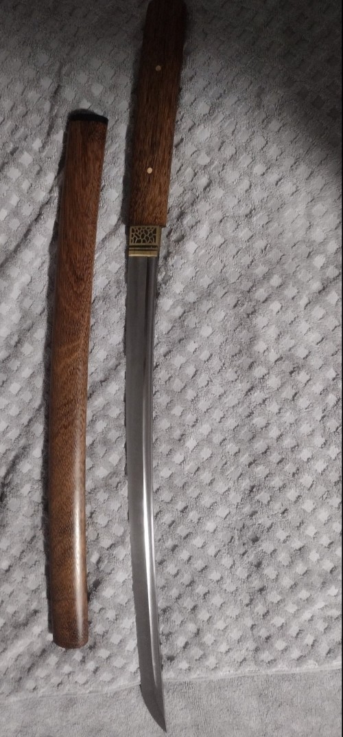 Handmade Shirasaya Wakizashi Sword T10 Folded Clay Tempered Steel Full Tang Without Tsuba