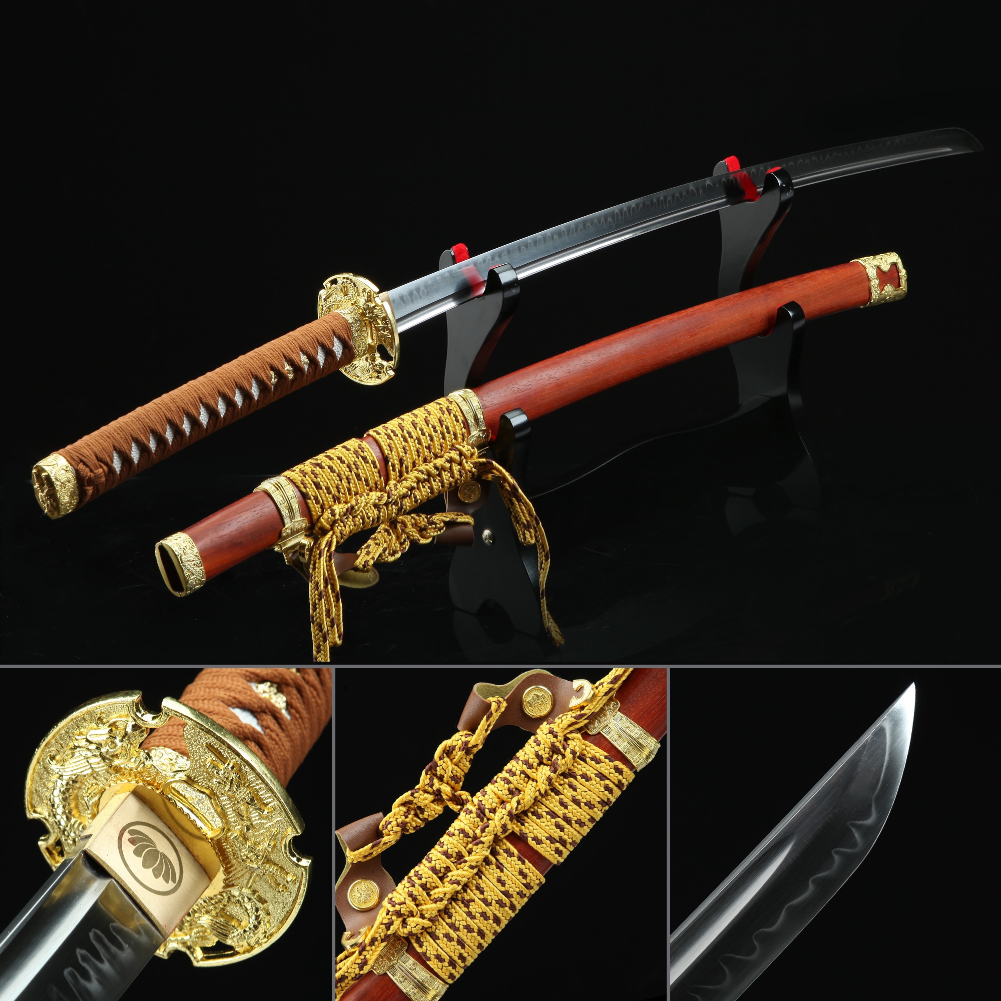 Handmade T10 Carbon Steel Real Hamon Japanese Katana Samurai Swords ...