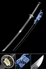 Handmade Japanese Katana Sword T10 Folded Clay Tempered Steel Full Tang With Dragon Tsuba